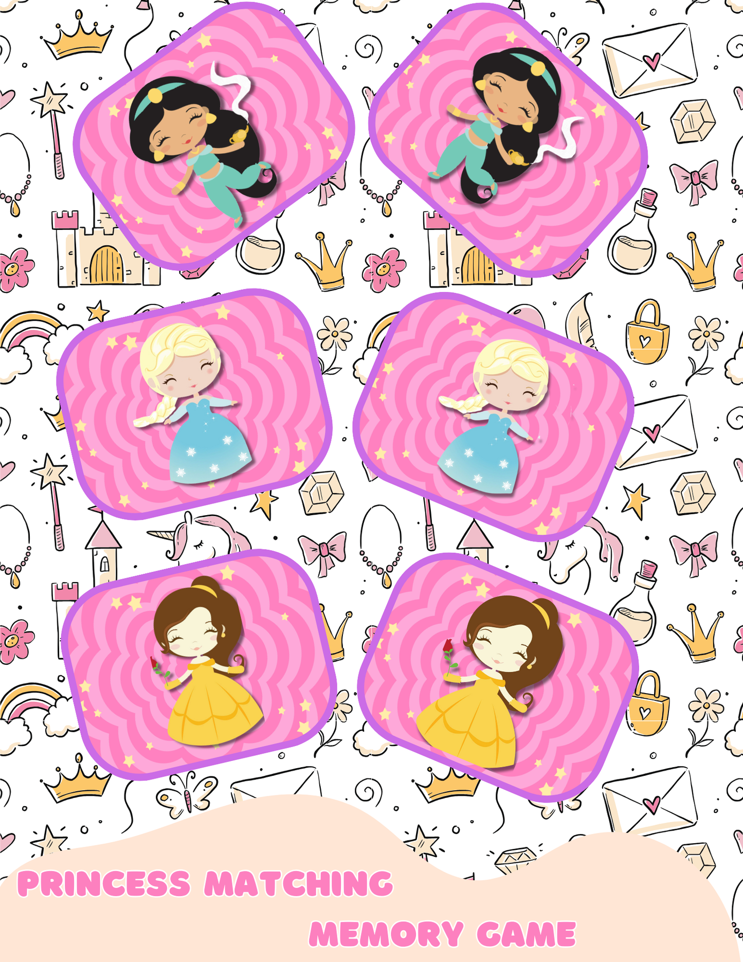 Princess Matching Memory Game – Fun & Educational Printable for Kids"